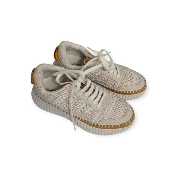 Universal thread Knit Woven Chunky Sneaker Cream and Orange Fashion Shoe SZ 6 - Picture 11 of 12